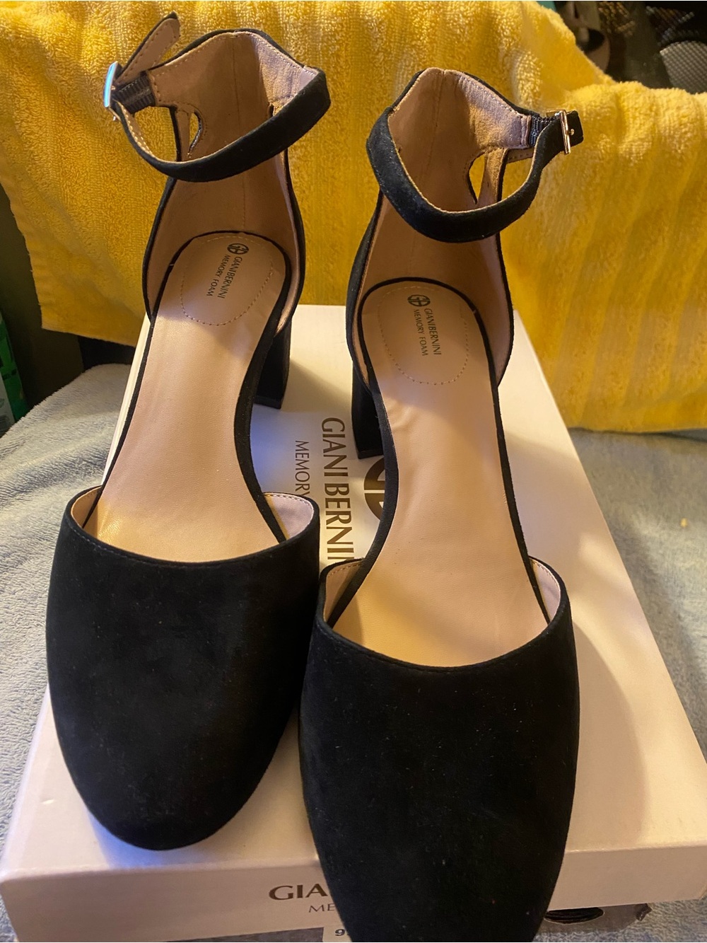 Mary Jane Ankle Strap 2 inch real Suede Memory Foam comfy heels